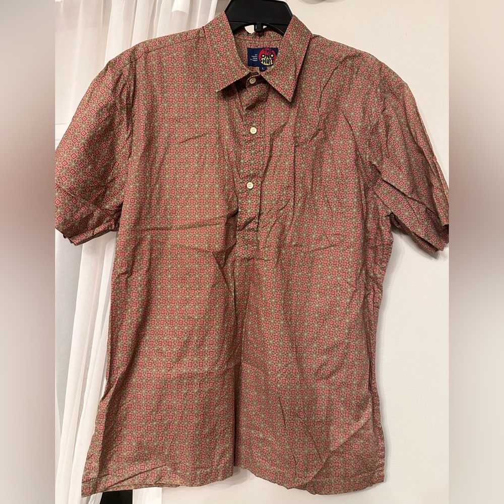 Olive & Pink Geometric Short-Sleeve Shirt